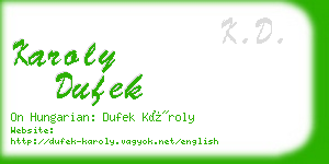 karoly dufek business card